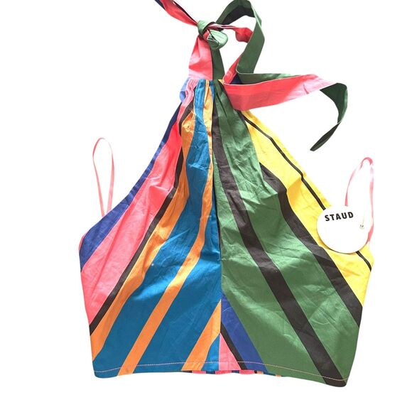 STAUD Kai Striped Cropped Halter Top Formentera NWT Medium - Picture 2 of 6